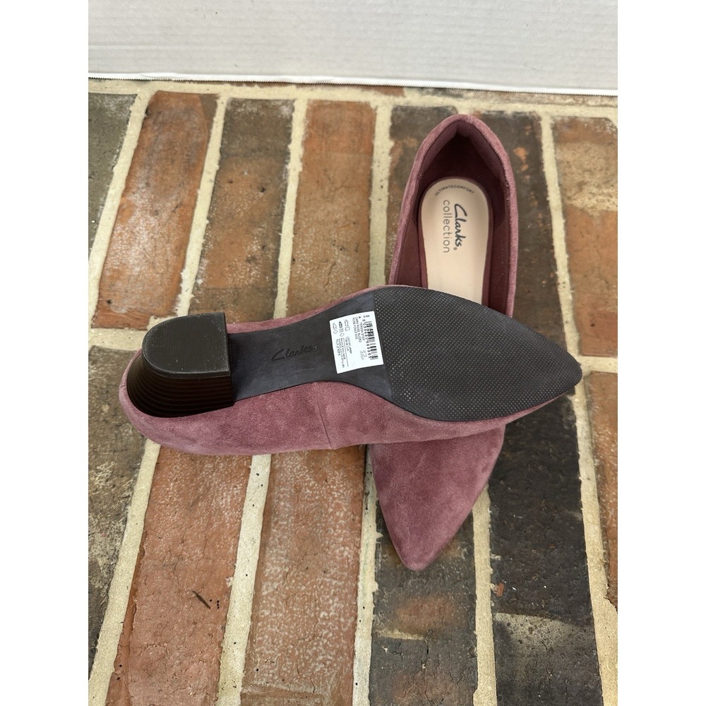 CLARKS TERESA STEP DARK ROSE PUMPS‎ SUEDE POINTED TOE PINK SHOES WOMEN'S 9.5 - Picture 7 of 7